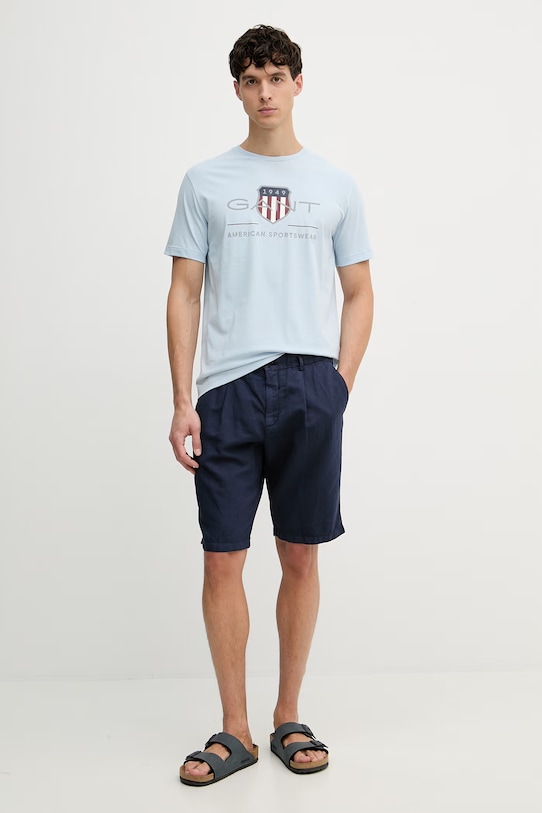 Gant t-shirt bawełniany 2003199 niebieski SS26