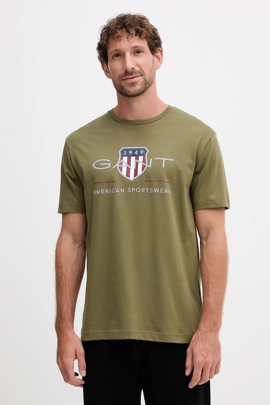 Gant t-shirt bawełniany nadruk zielony 2003199