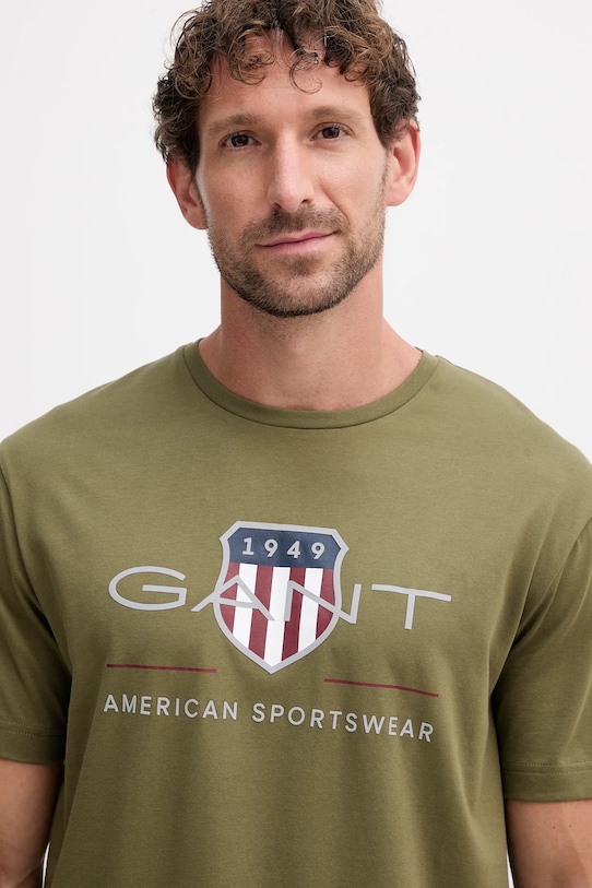 Bavlnené tričko Gant zelená 2003199
