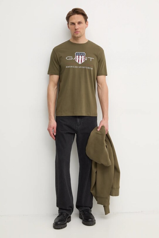 Gant tricou din bumbac 2003199 verde AW25