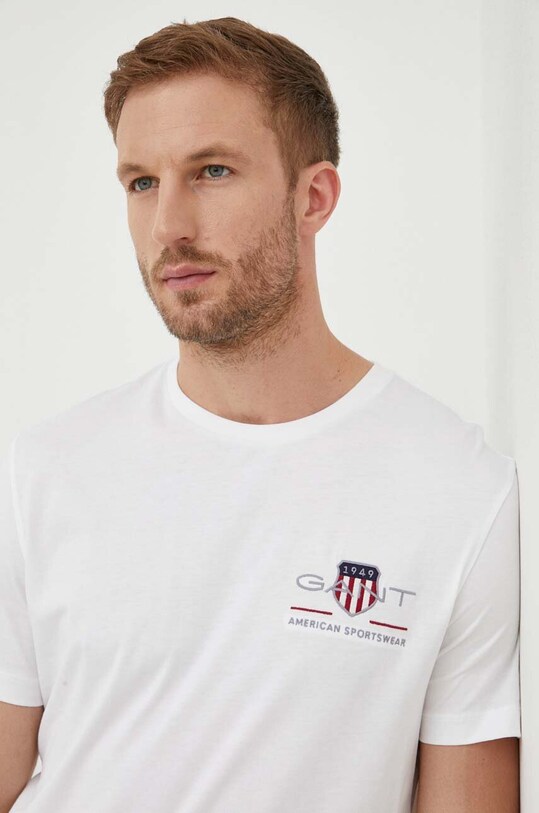 Бавовняна футболка Gant regular білий 2067004