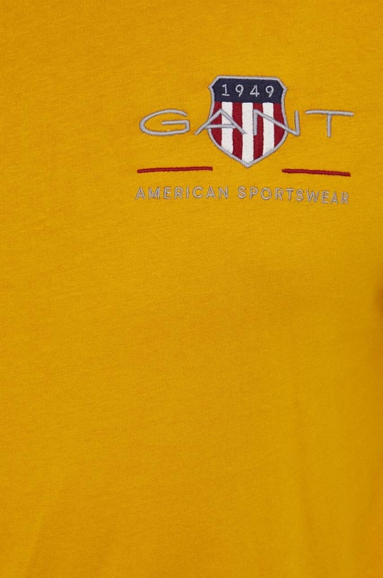 Βαμβακερό μπλουζάκι Gant 2067004 κίτρινο