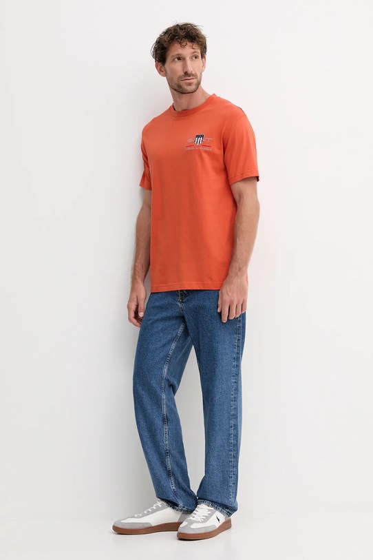 Gant t-shirt bawełniany 2067004 pomarańczowy AW25