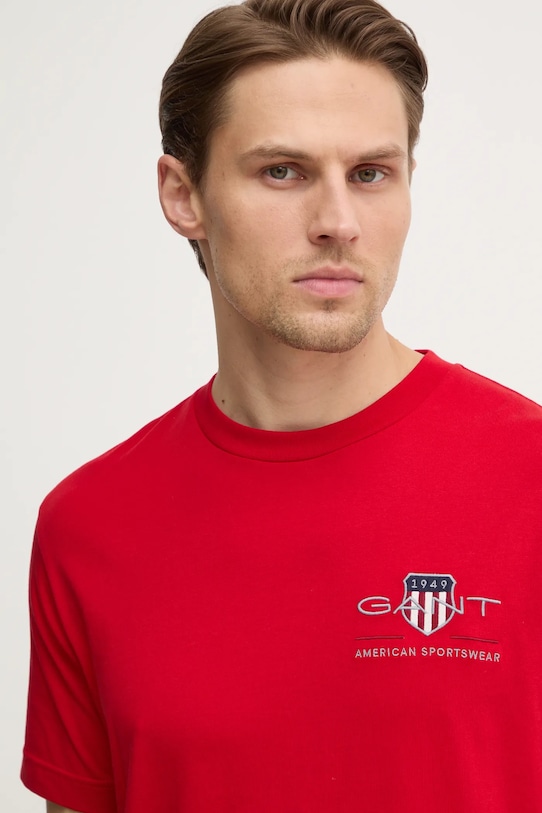 Gant t-shirt bawełniany czerwony 2067004