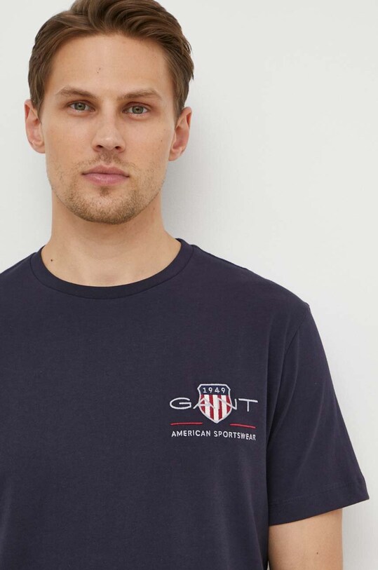 Хлопковая футболка Gant тёмно-синий 2067004