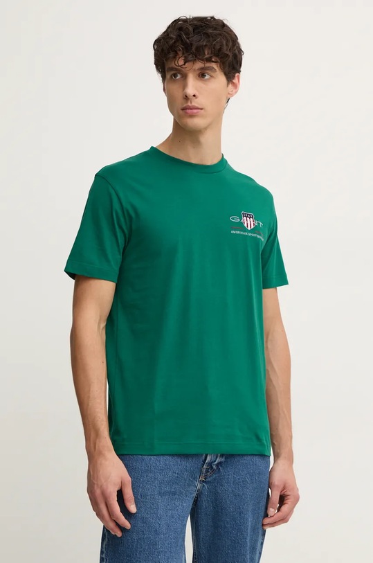 Bavlněné tričko Gant zelená 2067004