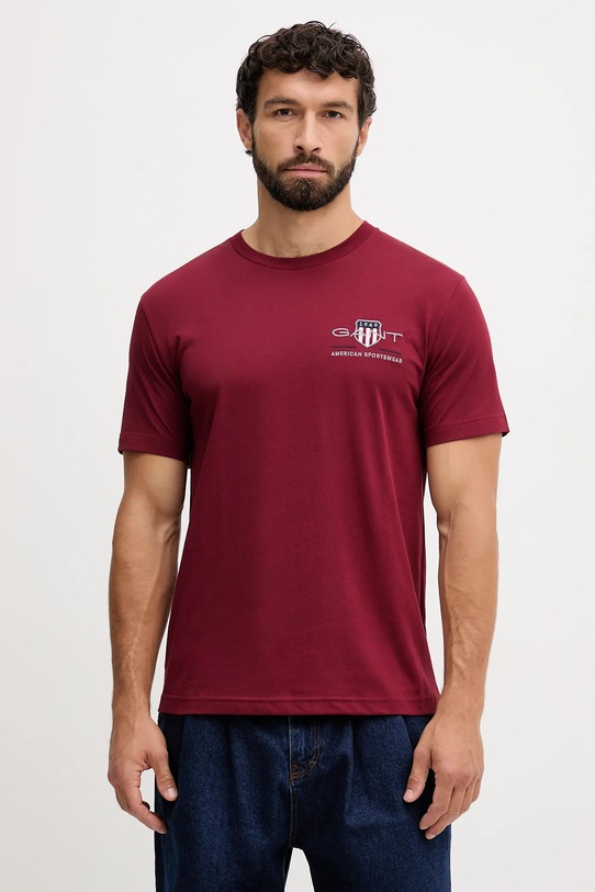 Gant t-shirt bawełniany bordowy 2067004