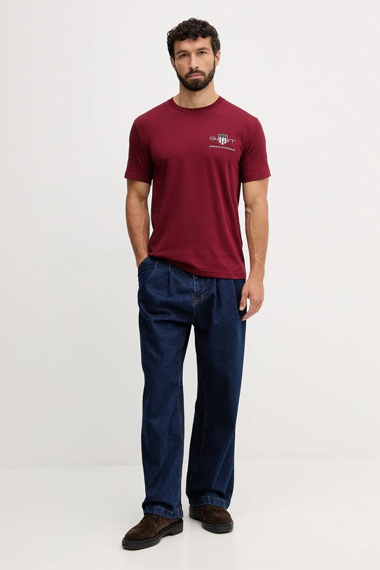 Gant t-shirt bawełniany 2067004 bordowy NC25