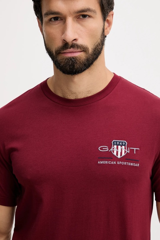 Gant t-shirt bawełniany bordowy 2067004