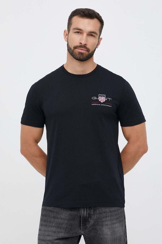 Хлопковая футболка Gant regular чёрный 2067004