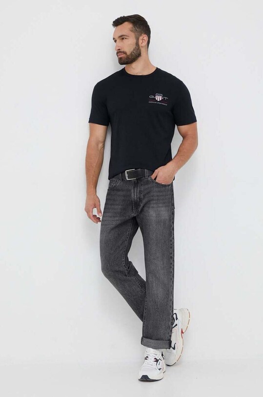 Хлопковая футболка Gant 2067004 чёрный NC24