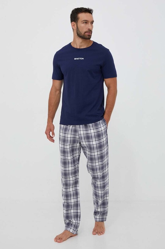 Βαμβακερό μπλουζάκι United Colors of Benetton 30964M019.252 σκούρο μπλε AW23