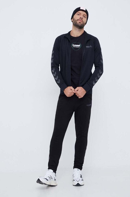 Hummel t-shirt bawełniany 221304 czarny AW23