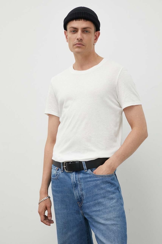 American Vintage tricou din bumbac uni bej MGAMI02AH23