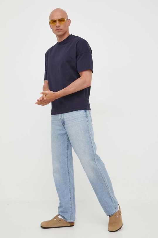 Bavlnené tričko American Vintage MFIZ02AH23 tmavomodrá AW23
