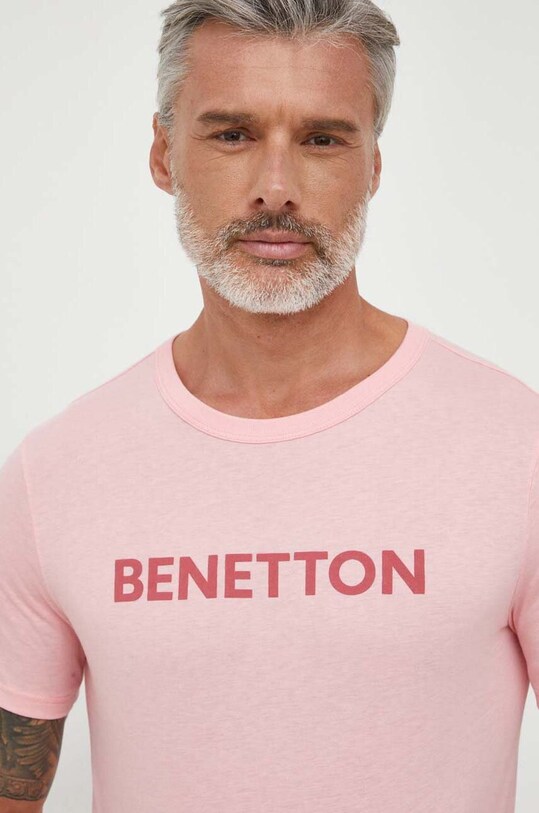 Βαμβακερό μπλουζάκι United Colors of Benetton ροζ 3I1XU100A.03Z