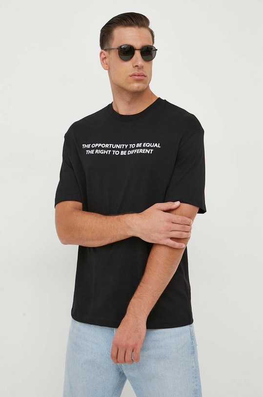 United Colors of Benetton t-shirt bawełniany nadruk czarny 3BL0U106R.100