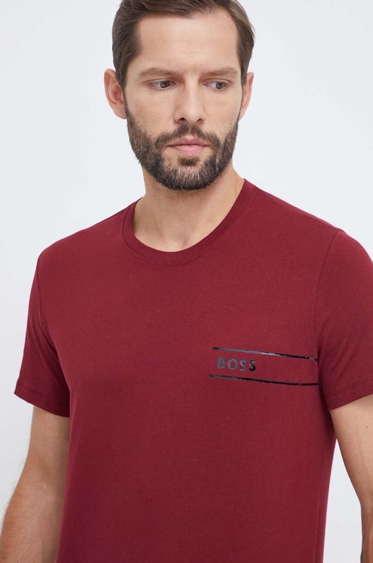 BOSS t-shirt bawełniany nadruk bordowy 50499335