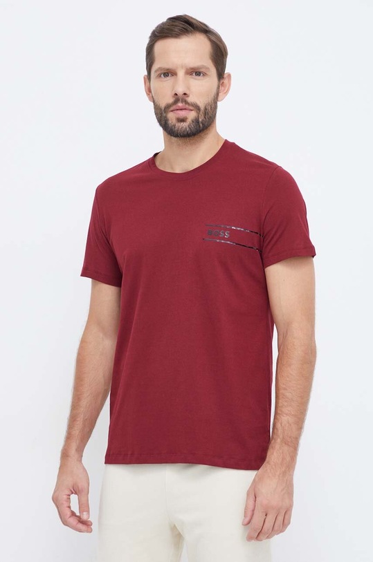 BOSS t-shirt bawełniany 50499335 bordowy AW23