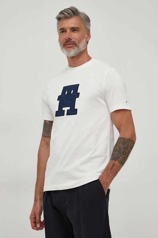 Бавовняна футболка Tommy Hilfiger regular бежевий MW0MW32589