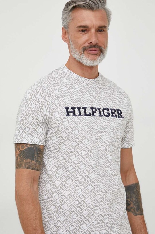 Tommy Hilfiger t-shirt bawełniany wzorzyste biały MW0MW32600