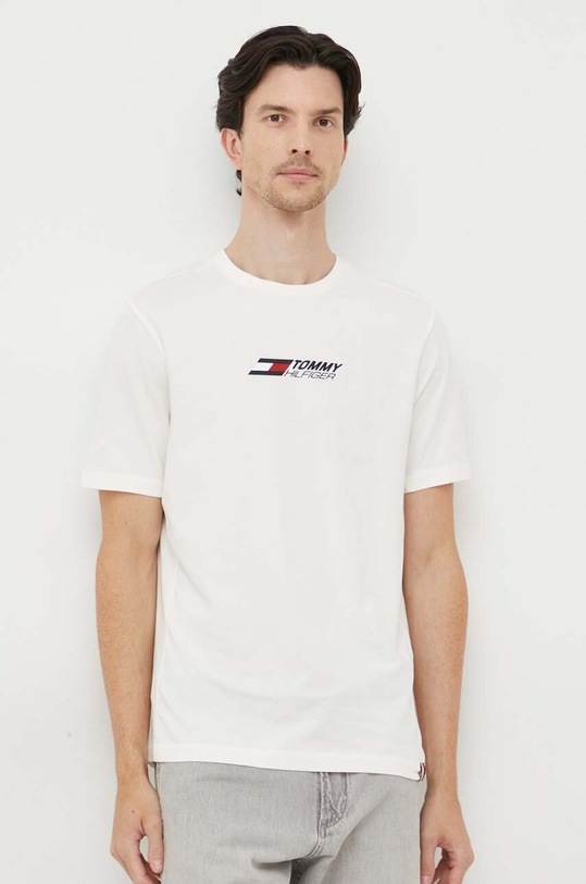 Tričko Tommy Hilfiger potlač béžová MW0MW30437