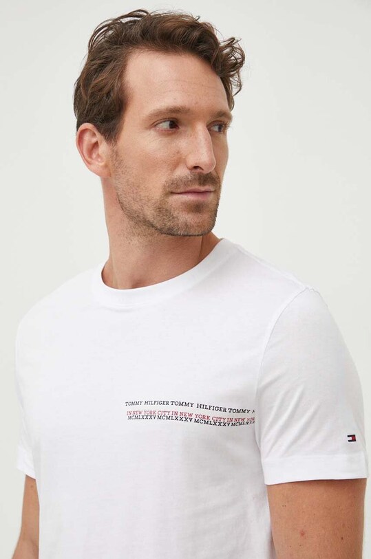 Tommy Hilfiger t-shirt bawełniany nadruk biały MW0MW32595