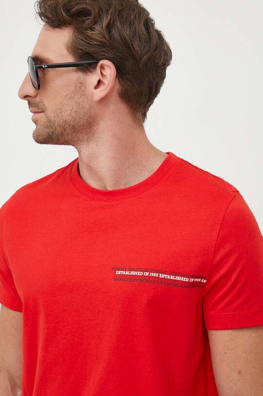 Tommy Hilfiger t-shirt bawełniany czerwony MW0MW32595