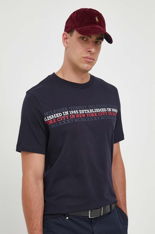 Tommy Hilfiger tricou din bumbac print bleumarin MW0MW32618