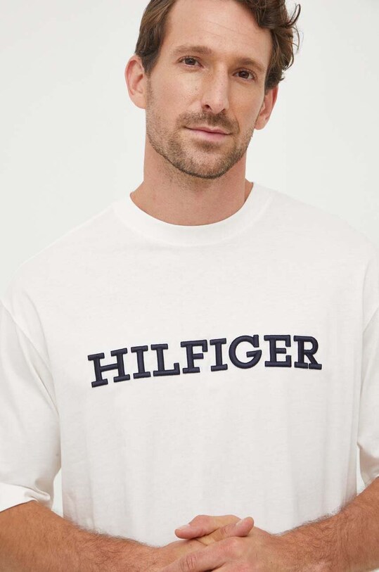 Tommy Hilfiger t-shirt bawełniany beżowy MW0MW32619