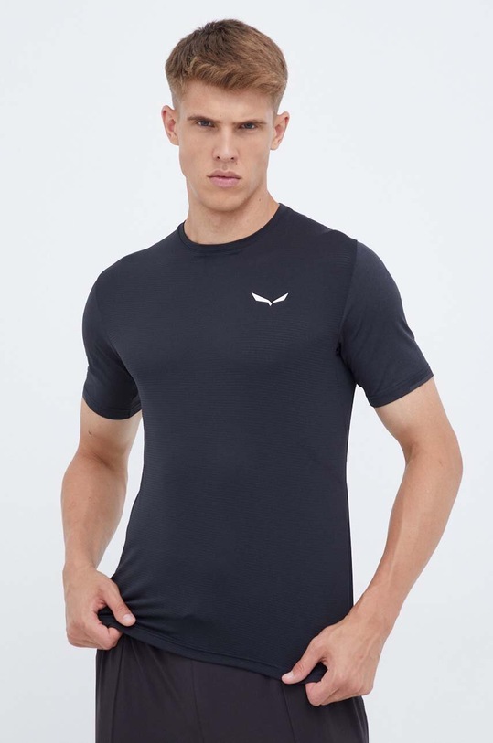 Salewa t-shirt sportowy Pedroc Dry Mesh z elastanem czarny 00.0000028584