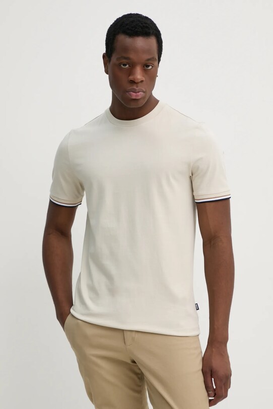 BOSS t-shirt bawełniany bawełna beżowy 50501097