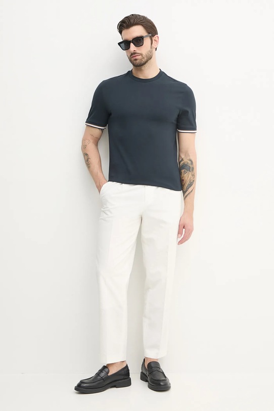 Pamučna majica BOSS Thompson 04 50501097 mornarsko plava SS25