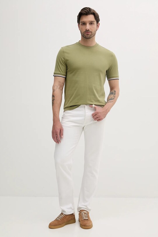 Bavlněné tričko BOSS Thompson 04 50501097 zelená SS25