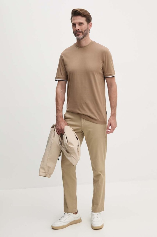 BOSS tricou din bumbac Thompson 04 50501097 bej SS25