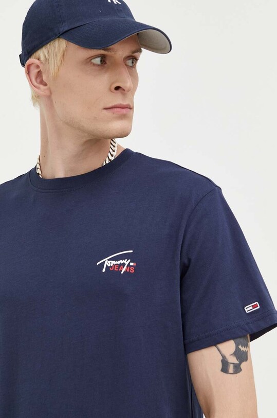 Tommy Jeans t-shirt bawełniany nadruk granatowy DM0DM17714