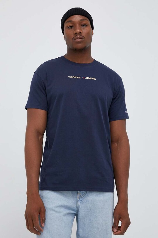 Tommy Jeans t-shirt bawełniany regular granatowy DM0DM17728