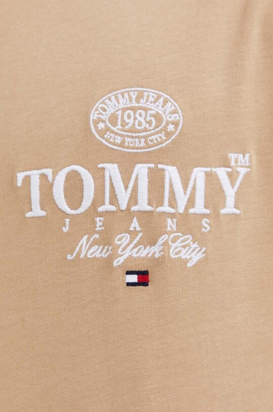 Βαμβακερό μπλουζάκι Tommy Jeans DM0DM17731 μπεζ