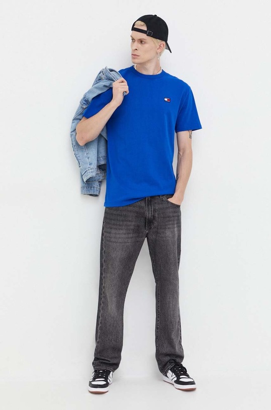 Βαμβακερό μπλουζάκι Tommy Jeans DM0DM17870 μπλε AW23
