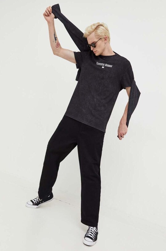 Tommy Jeans t-shirt bawełniany DM0DM17717 czarny AW23