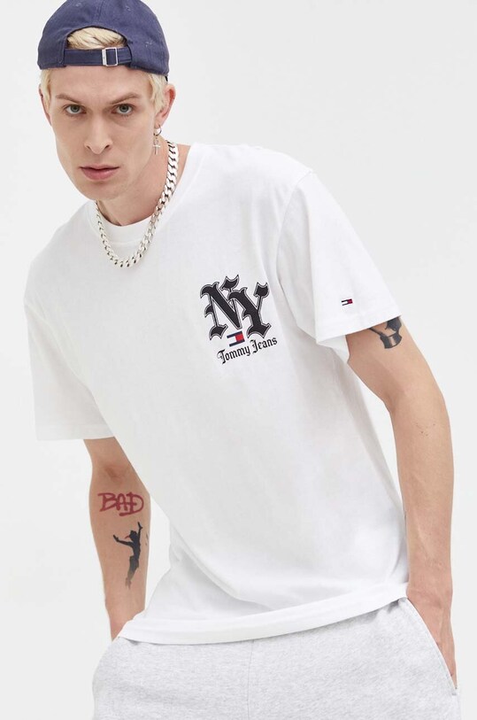 Tommy Jeans t-shirt bawełniany nadruk biały DM0DM17744