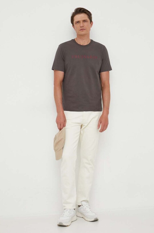 Хлопковая футболка Trussardi 52T00768.1T005381 серый AW23