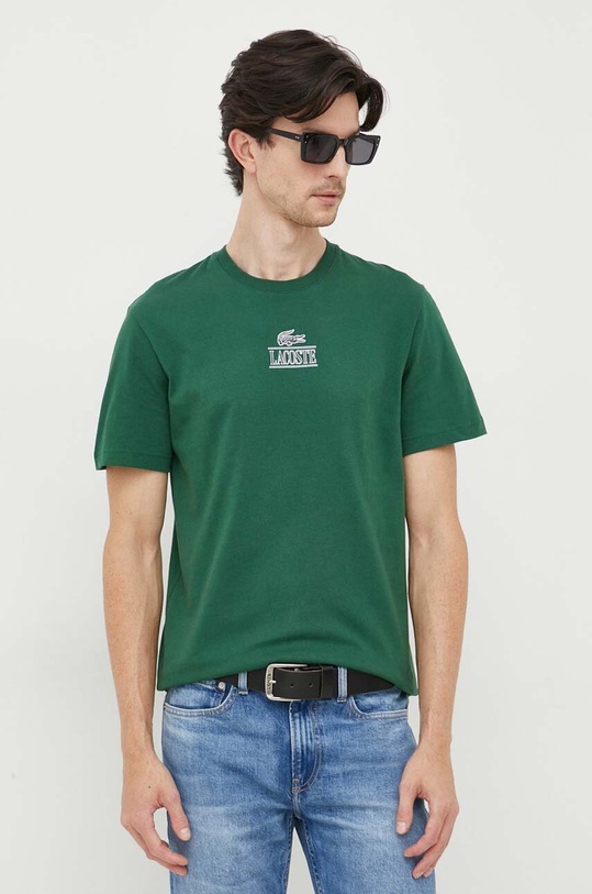 Lacoste t-shirt in cotone sovrastampa verde TH1147