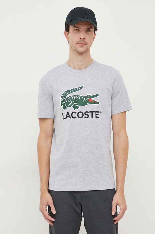 Bombažna kratka majica Lacoste Potisk siva TH1285