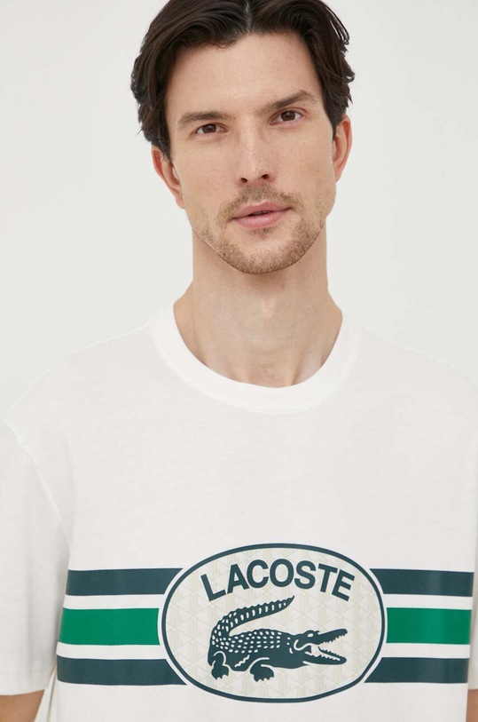 Βαμβακερό μπλουζάκι Lacoste μπεζ TH1415