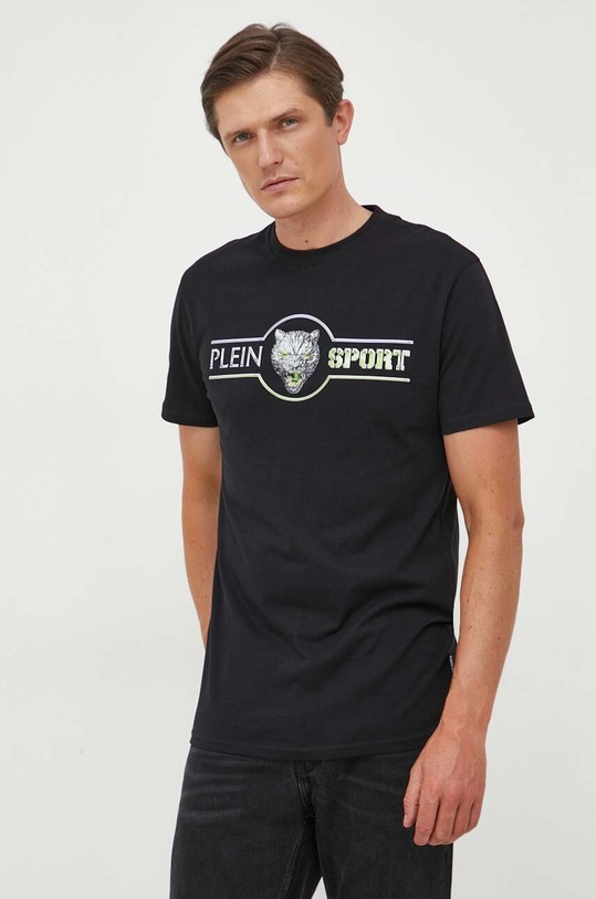 PLEIN SPORT tricou din bumbac print negru FACC.MTK6429.SJY001N
