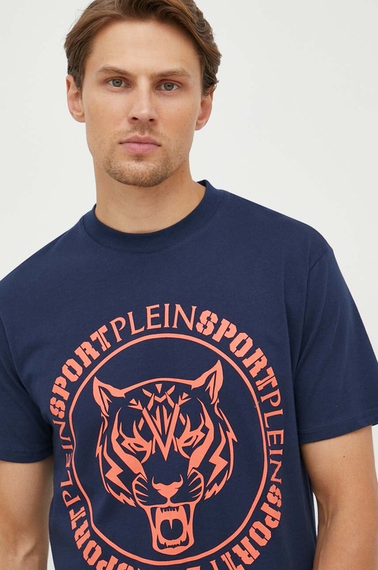 PLEIN SPORT t-shirt bawełniany granatowy AACC.MTK6550.SJY001N