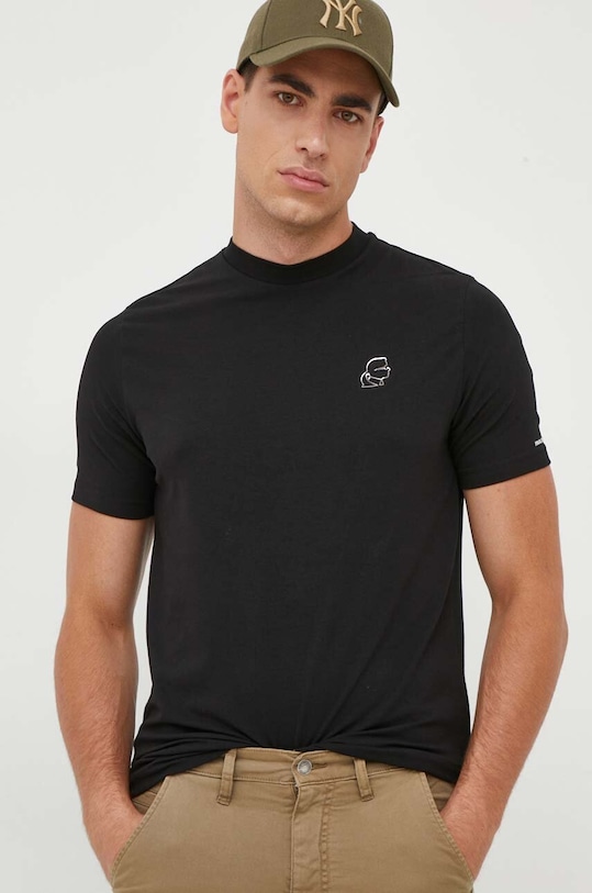 Karl Lagerfeld t-shirt z elastanem czarny 534221.755030