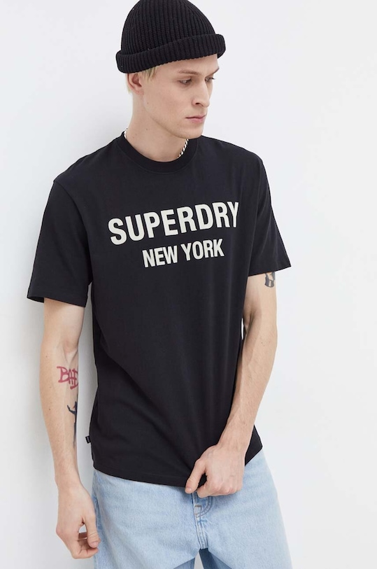 Bavlněné tričko Superdry M1011728A.3B1 černá AW23