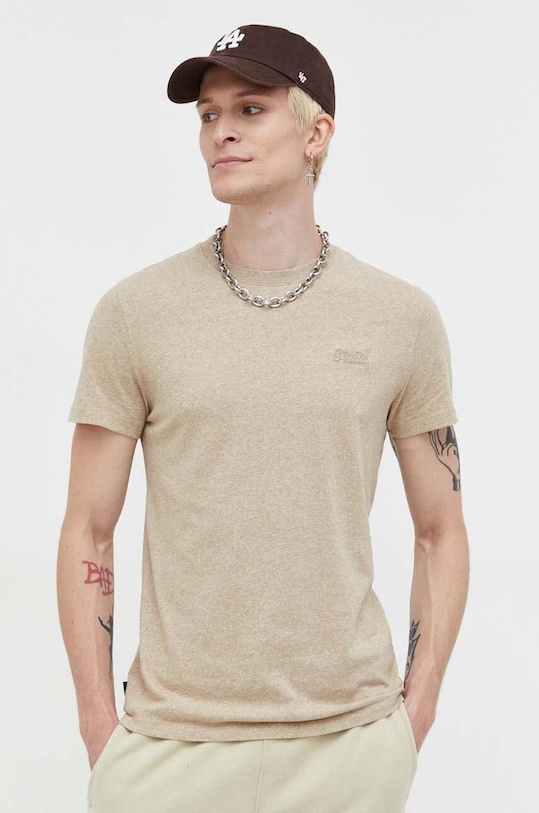 Superdry t-shirt bawełniany bawełna beżowy M1011245A.9XE